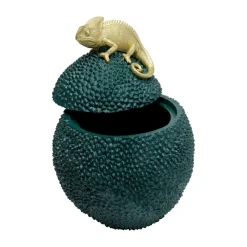 KARE decoratieve doos Kameleon, hoogte 34 cm, donkergroen, goud