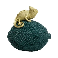 KARE decoratieve doos Kameleon, hoogte 20 cm, donkergroen, goud