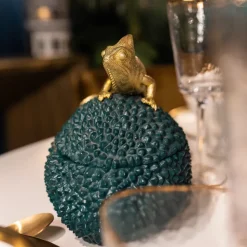 KARE decoratieve doos Kameleon, hoogte 20 cm, donkergroen, goud