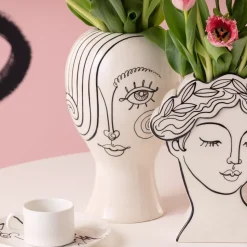 KARE Favola Lady vaas, hoogte 30 cm, keramiek, zwart/wit