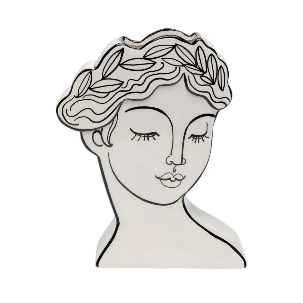 KARE Favola Lady vaas, hoogte 25 cm, keramiek, zwart/wit