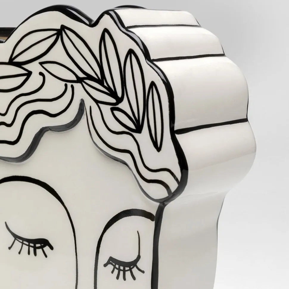 KARE Favola Lady vaas, hoogte 25 cm, keramiek, zwart/wit