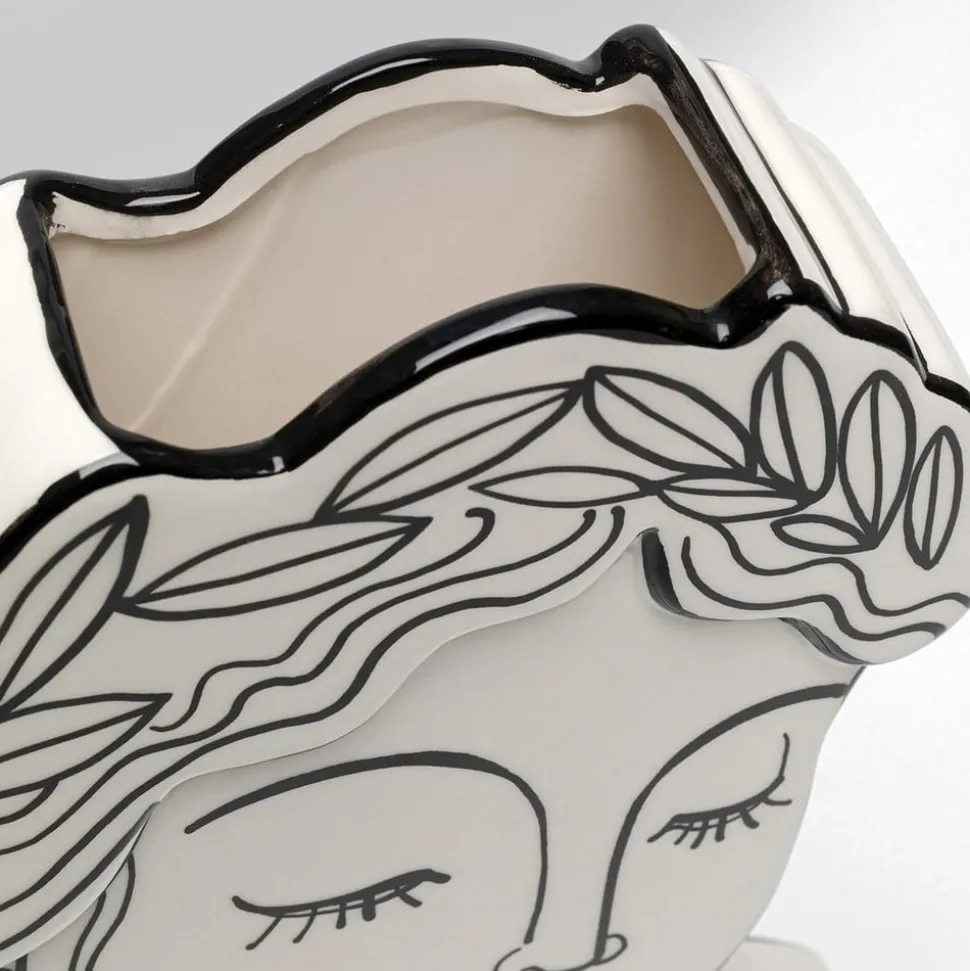KARE Favola Lady vaas, hoogte 25 cm, keramiek, zwart/wit