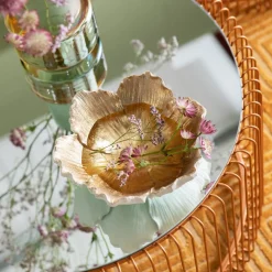 KARE Flower Bloom decoratieve kom, crème/goud, handgemaakt