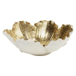 KARE Flower Bloom decoratieve kom, crème/goud, handgemaakt