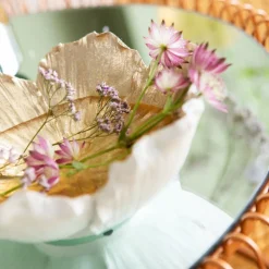 KARE Flower Bloom decoratieve kom, crème/goud, handgemaakt