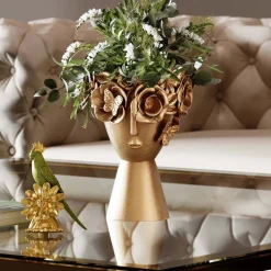 KARE Flowercrown decoratieve vaas, hoogte 30 cm, Ø 20 cm, goudkleurig