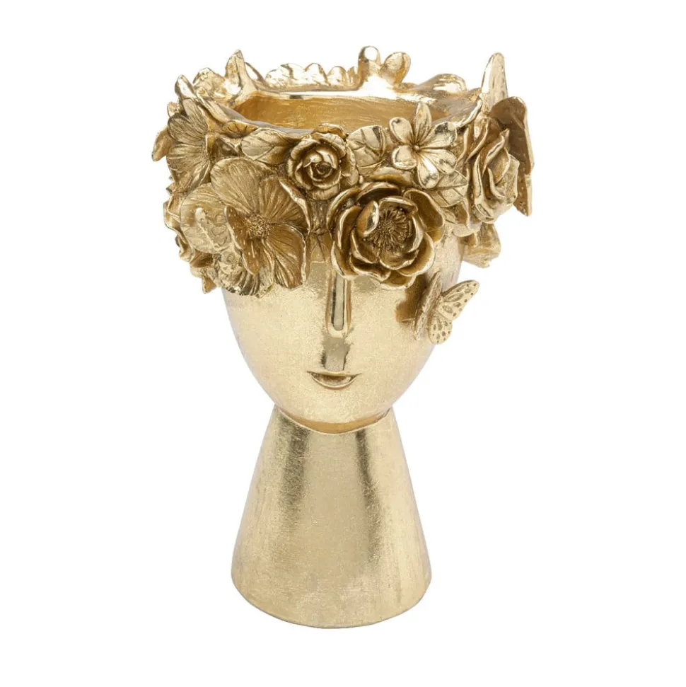 KARE Flowercrown decoratieve vaas, hoogte 30 cm, Ø 20 cm, goudkleurig