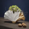 KARE Ginkgo Elegance vaas, hoogte 18 cm, steengoed, wit, goud