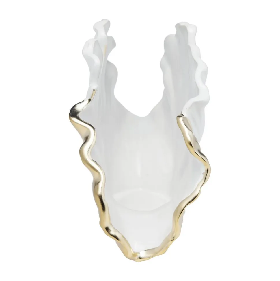 KARE Ginkgo Elegance vaas, hoogte 18 cm, steengoed, wit, goud