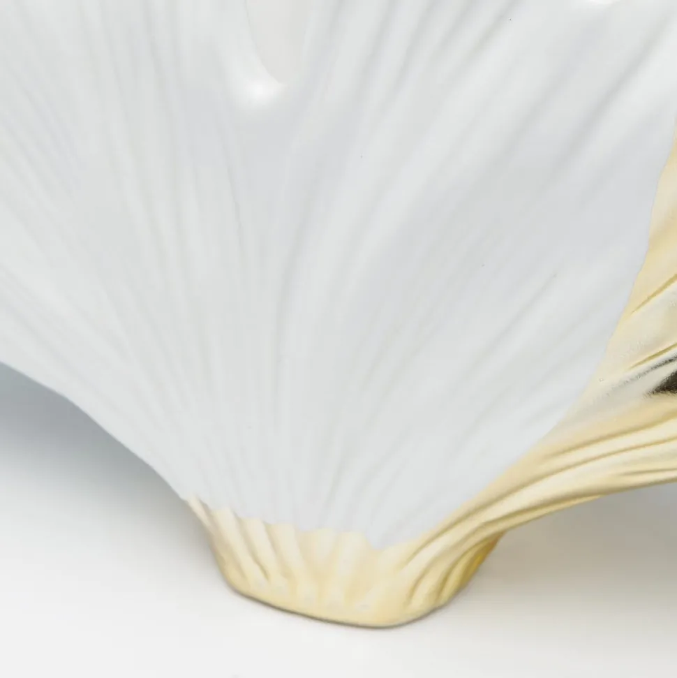 KARE Ginkgo Elegance vaas, hoogte 18 cm, steengoed, wit, goud