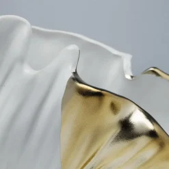 KARE Ginkgo Elegance vaas, hoogte 18 cm, steengoed, wit, goud