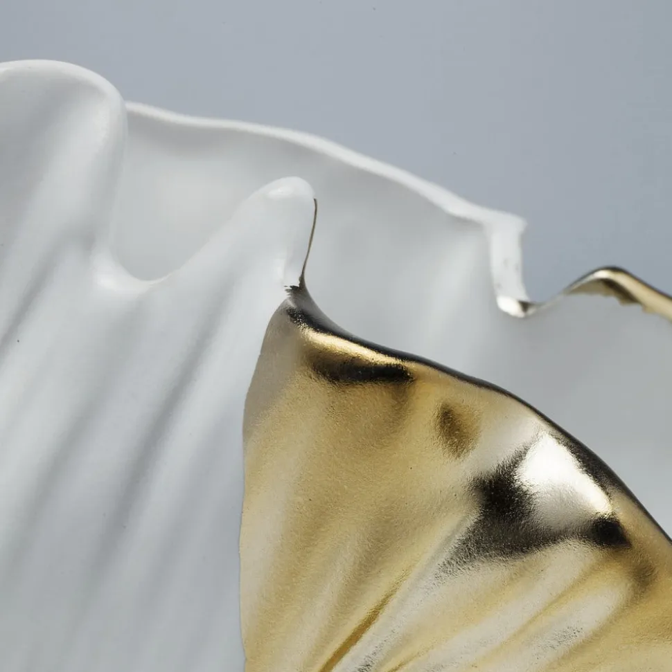 KARE Ginkgo Elegance vaas, hoogte 18 cm, steengoed, wit, goud