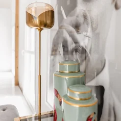 Kare Gouden Beker Bal vloerlamp goud