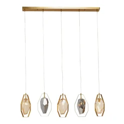 Kare hanglamp Diamond Fever Dining messing 5-lamps lineair