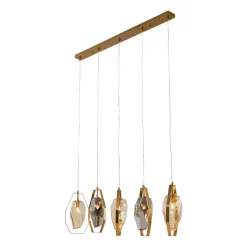 Kare hanglamp Diamond Fever Dining messing 5-lamps lineair