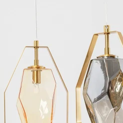 Kare hanglamp Diamond Fever Dining messing 5-lamps lineair