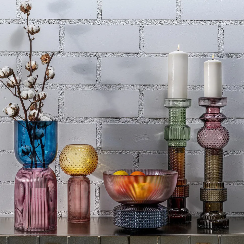 KARE Kandelaar Marvelous Duo, hoogte 49 cm, glas paars/grijs