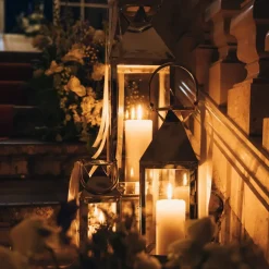 KARE lantaarn Giardino zilver, set van 4, roestvrij staal, glas