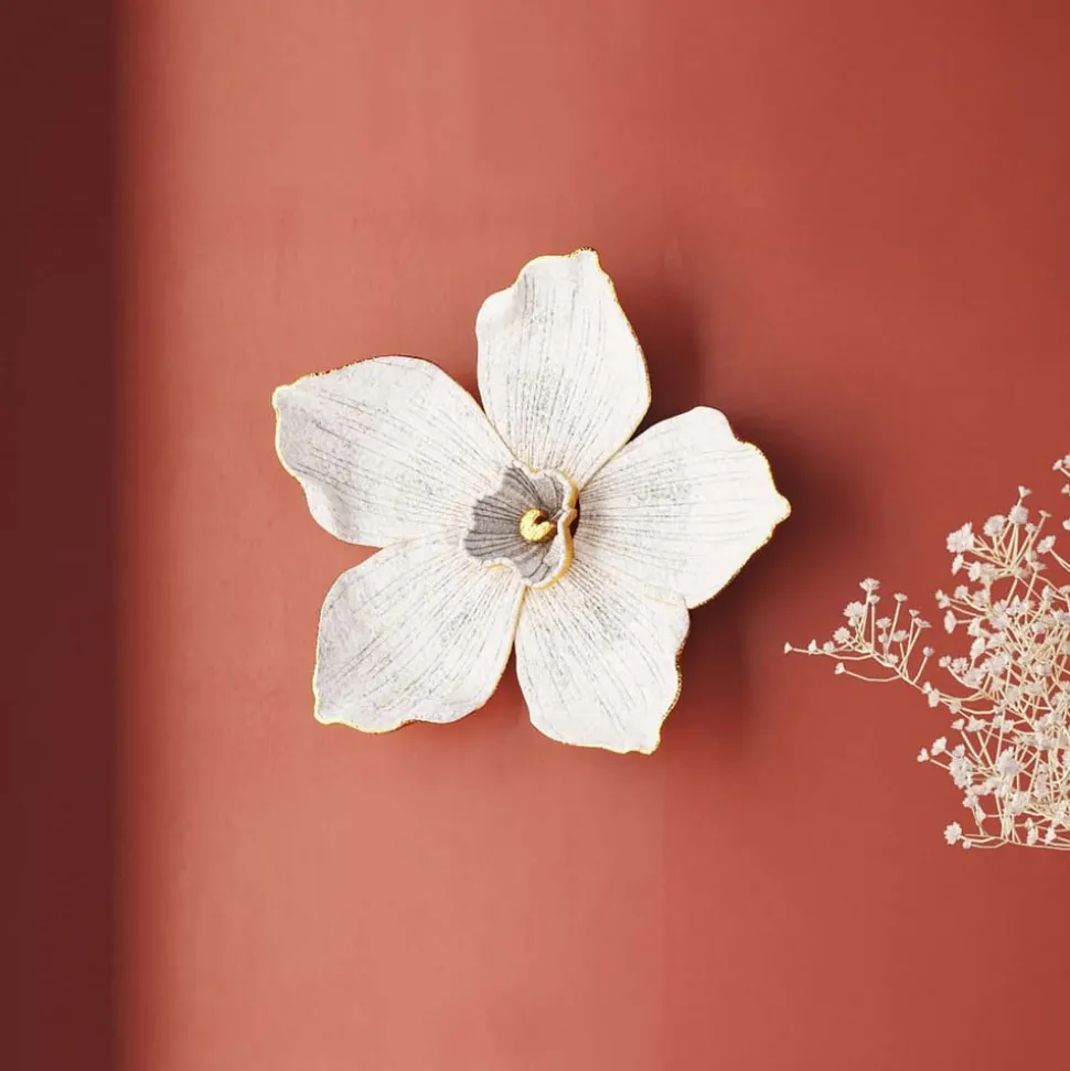 KARE Orchidee wandobject, polyresin, 24 x 25 cm, wit