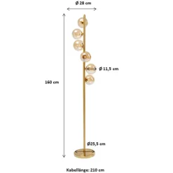Kare Scala Balls vloerlamp, 6-lamps, goud