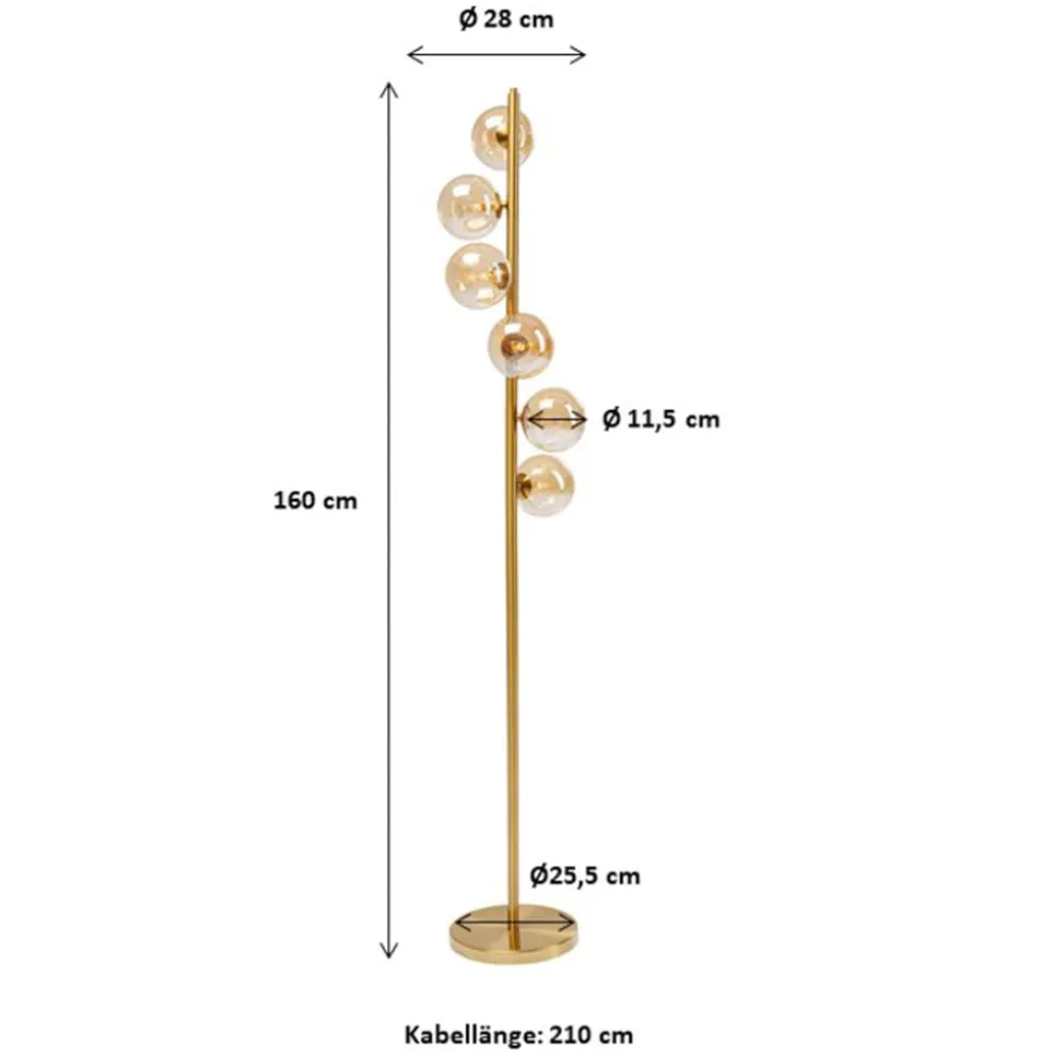 Kare Scala Balls vloerlamp, 6-lamps, goud