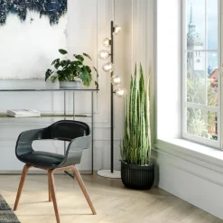 Kare Scala Balls vloerlamp, 6-lamps, marmeren voet, grijs