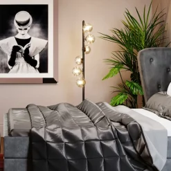 Kare Scala Balls vloerlamp, 6-lamps, marmeren voet, grijs