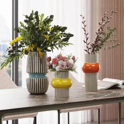 KARE Vaas Calabria, blauw/beige, porselein, handgemaakt