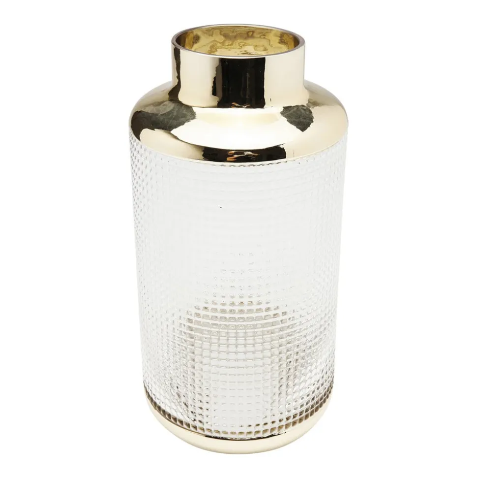 KARE Vaas LA Noble, hoogte 30 cm, glas, goud/helder, handgemaakt