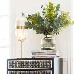 KARE Vaas LA Noble, hoogte 18 cm, glas, goud/helder, handgemaakt