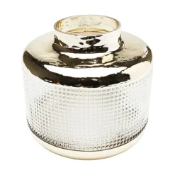 KARE Vaas LA Noble, hoogte 18 cm, glas, goud/helder, handgemaakt