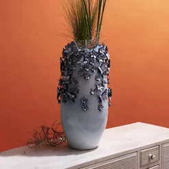 KARE Vlinders vaas, lichtblauw, hoogte 50 cm, steengoed