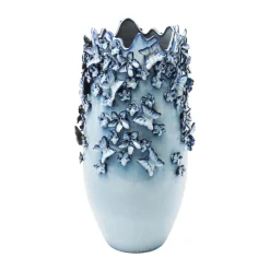 KARE Vlinders vaas, lichtblauw, hoogte 50 cm, steengoed