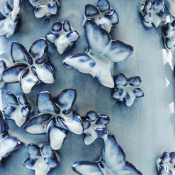 KARE Vlinders vaas, lichtblauw, hoogte 50 cm, steengoed