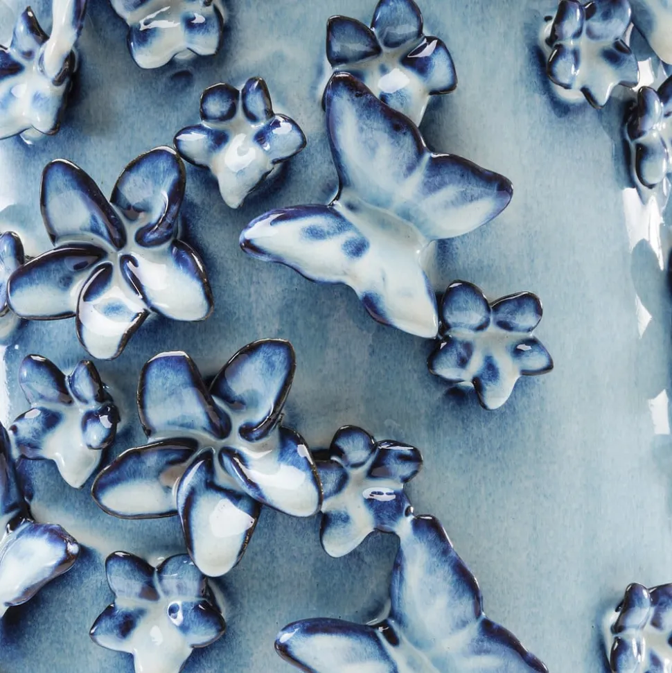 KARE Vlinders vaas, lichtblauw, hoogte 50 cm, steengoed