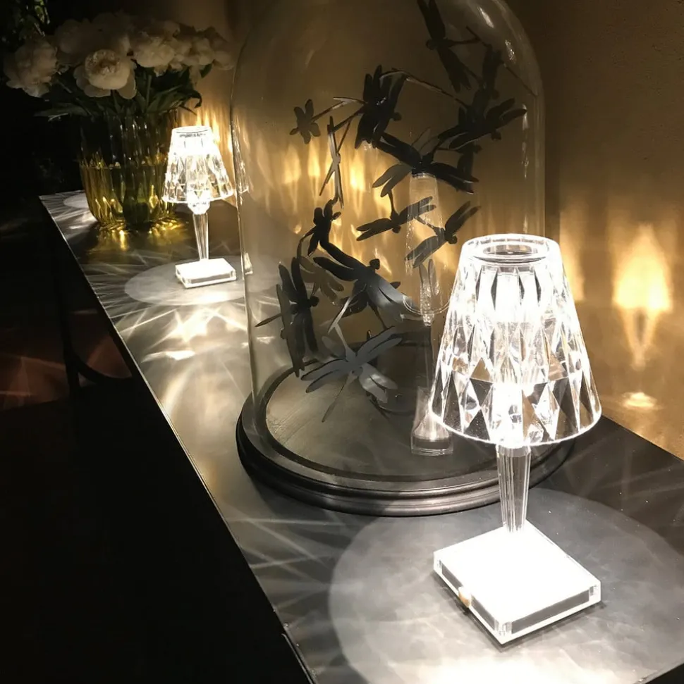 Kartell LED tafellamp Batterij, 26cm, transparant, IP54