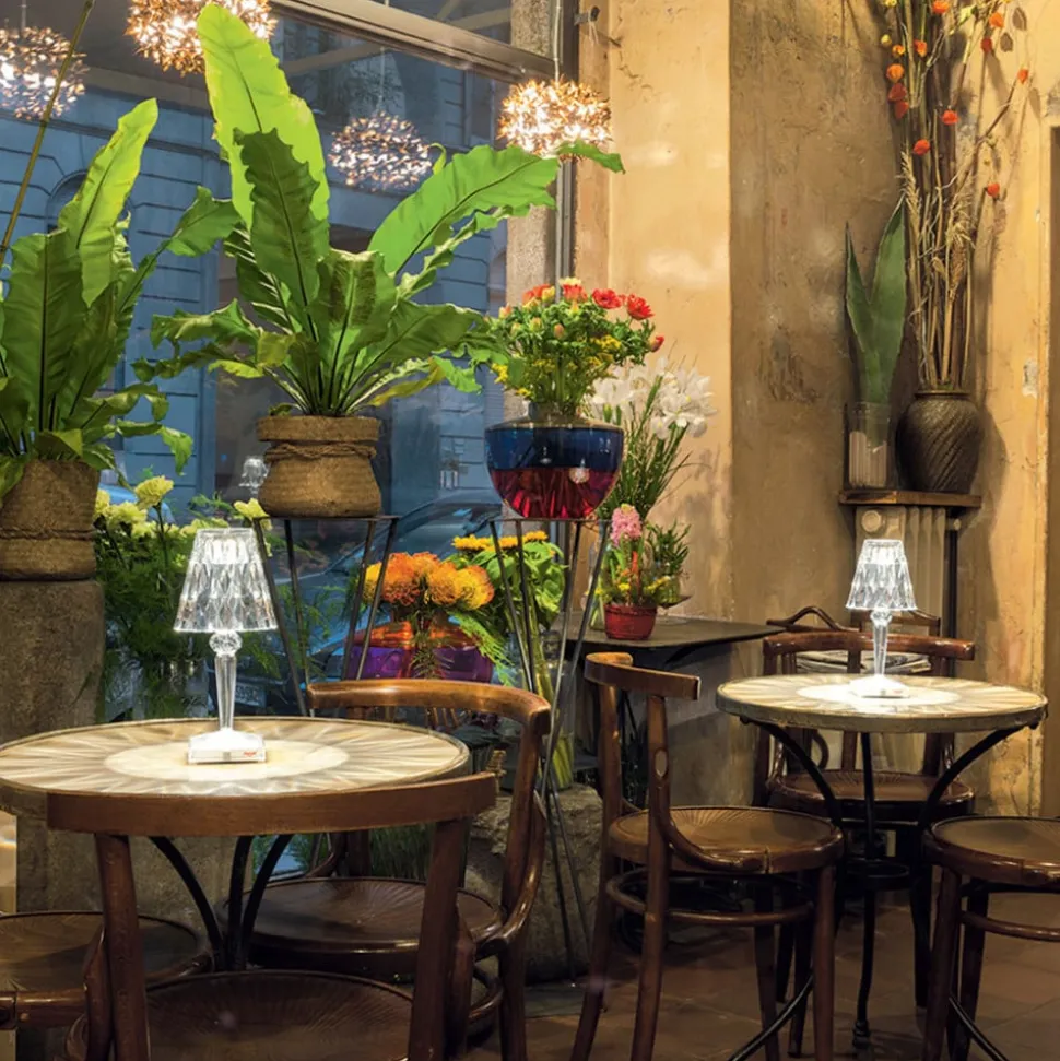 Kartell LED tafellamp Batterij, 26cm, transparant, IP54