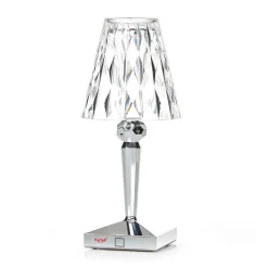 Kartell LED tafellamp Batterij, 26cm, chroomkleurig, IP54