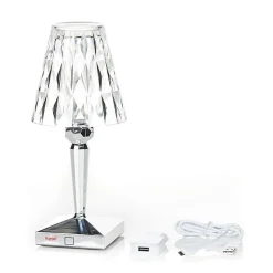 Kartell LED tafellamp Batterij, 26cm, chroomkleurig, IP54