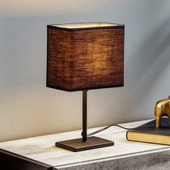 Kate tafellamp met stoffen kap, zwart/goud