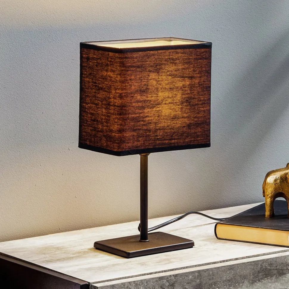 Kate tafellamp met stoffen kap, zwart/goud