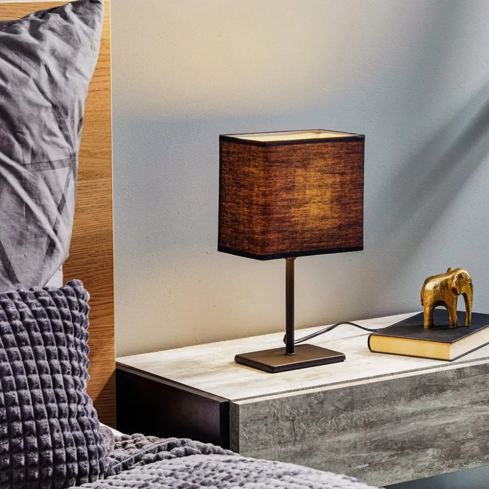 Kate tafellamp met stoffen kap, zwart/goud