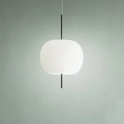 kdln hanglamp Kushi, zwart/wit, Ø 16 cm, glas