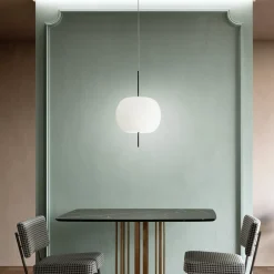 kdln hanglamp Kushi, zwart/wit, Ø 16 cm, glas