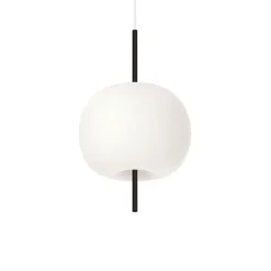 kdln hanglamp Kushi, zwart/wit, Ø 16 cm, glas