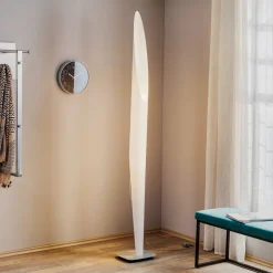 kdln vloerlamp Shakti, zilver, wit gesatineerd, hoogte 200 cm