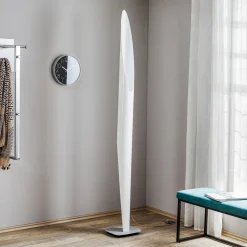 kdln vloerlamp Shakti, zilver, wit gesatineerd, hoogte 200 cm