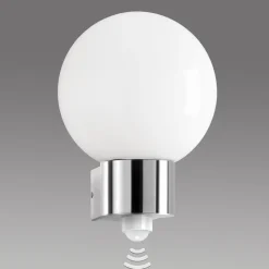 Kekoa buitenwandlamp, glas, roestvrij staal, sensor, Ø 23 cm