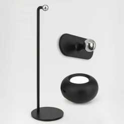 Kerby LED tafellamp, oplaadbaar, zwart, hoogte 40 cm, aluminium